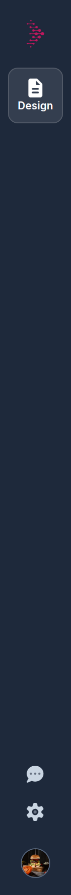 The primary rail as a Restricted member sees it: only the Design tab above the bottom utilities