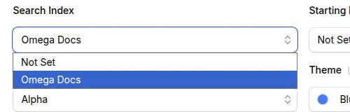 The Search Index select on a documentation page type